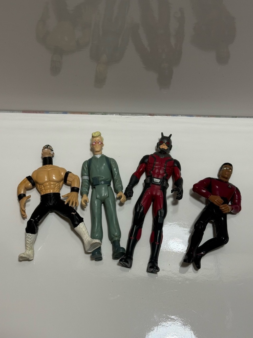 Set Of 4 Vintage And Newer 5-6” Action Figures Egon Antman Geordie Laforge Smash
